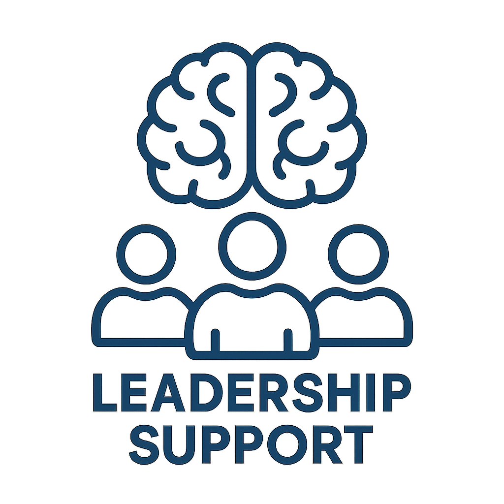 An icon that says Leadership Support but has a picture of a brain and people-1